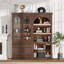 Ensemble d'armoires de rangement de 70 po de hauteur avec tablettes à DEL et garde-robe en verre, armoire moderne en bois avec tiroirs, rangement multifonctionnel pour le salon et la chambre à coucher
