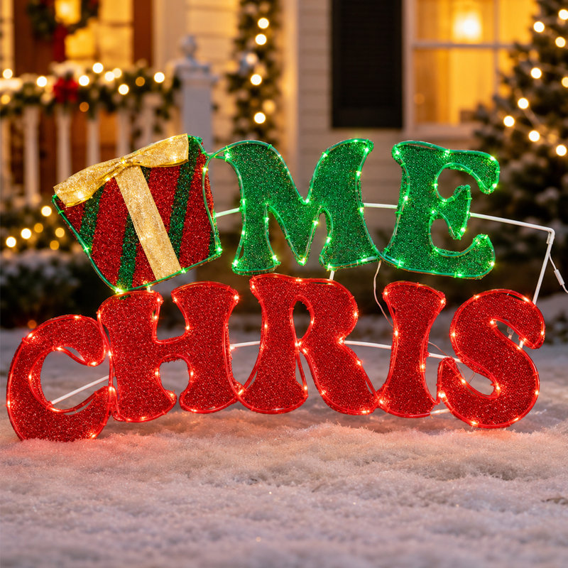 Grandes décorations de Noël d'extérieur 60 pouces «Merry Christmas» avec lumières DEL, H 29,72 po x l 60 po x P 8 po