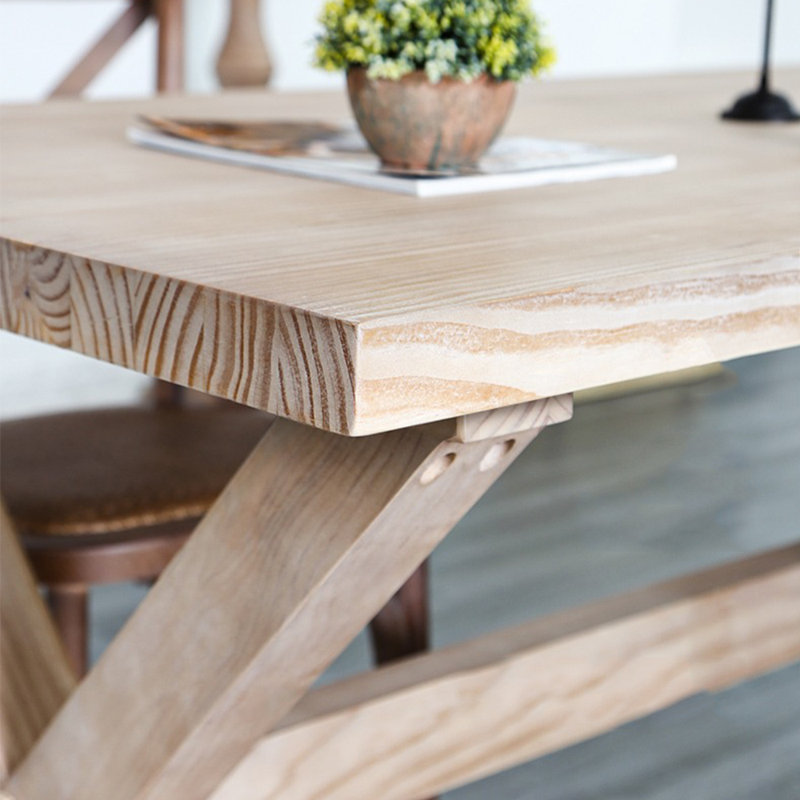 American Style Solid Wood Rectangular Dining Table, 29.5"H x 70.8"L x 31.4"W, 6 Pieces: Table, Bench, 4 Chairs