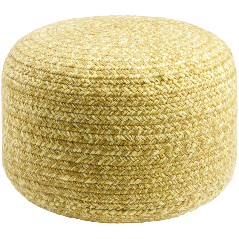 Upholstered Pouf, Dessert Tan Polyester Blend
