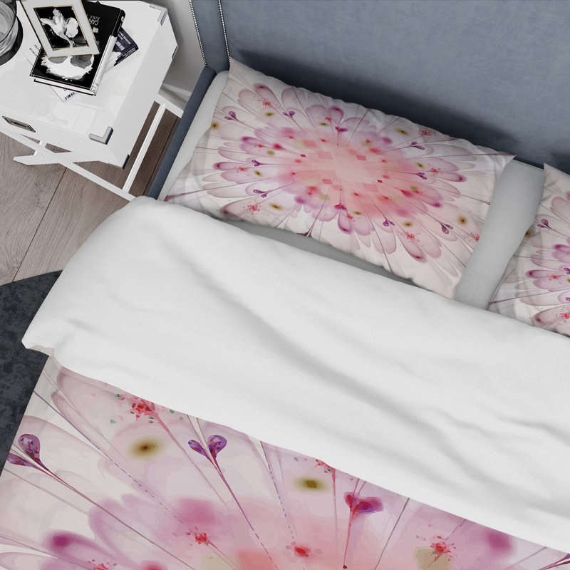 Ensemble de housse de couette en microfibre rose / blanc, Housse de couette pour très grand lit et 2 très