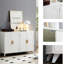 Buffet blanc avec 4 portes et tablettes amovibles, pour le salon et la salle à manger, assure une grande armoire de rangement à 4 portes durable, blanc, volume riche, fabrication