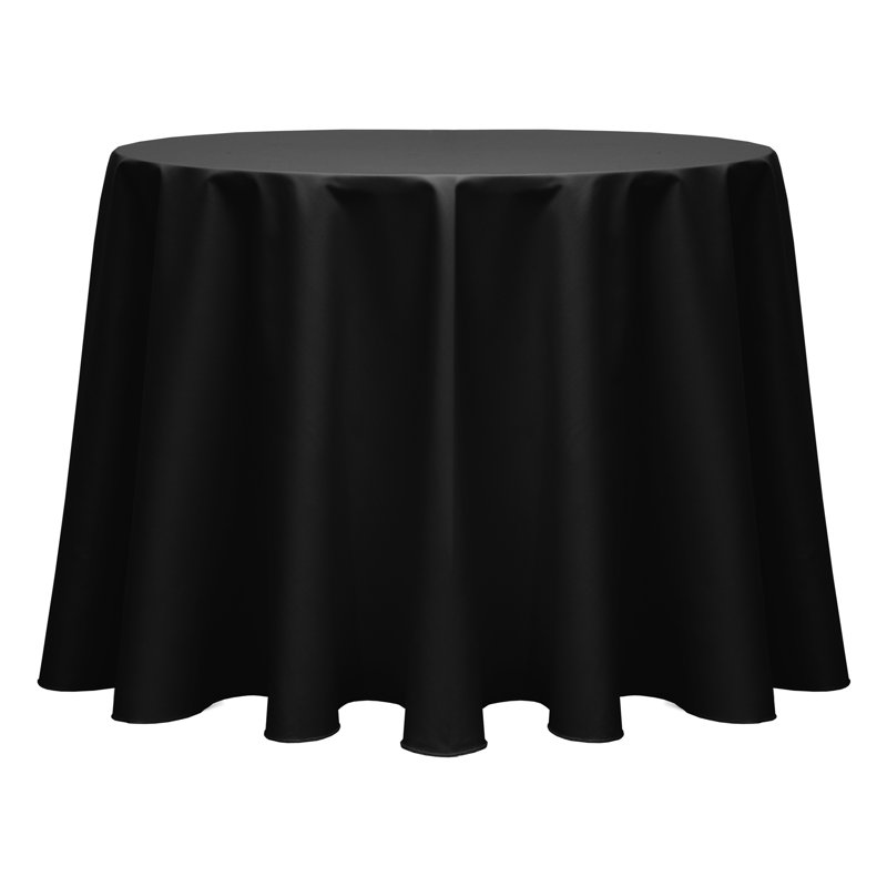 Cotton Twill Round Tablecloth, 3, 108" L x 108" W, Black