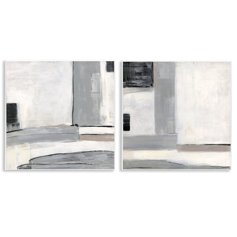 «Industrial Abstract Gray Geometric» par Sally Swatland, ensemble de 2 peintures