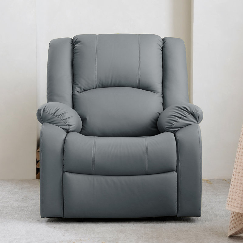 Fauteuil inclinable manuel en similicuir Hayesville, Gris clair