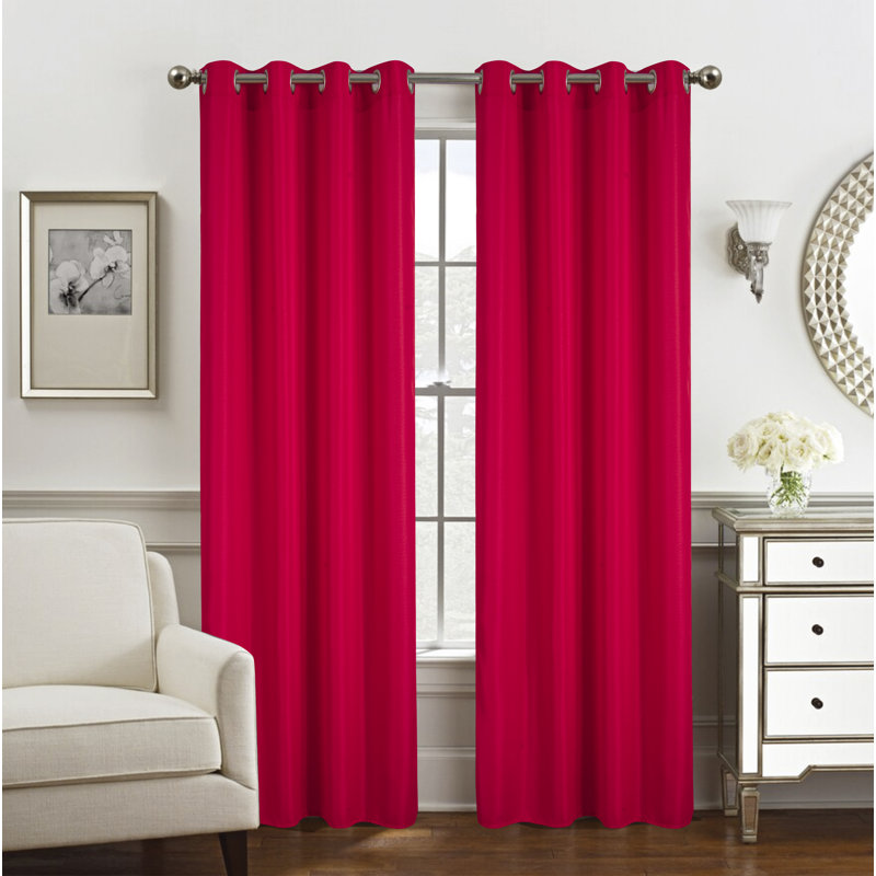 Gilbert Semi Sheer Curtain Single Panel, Red
