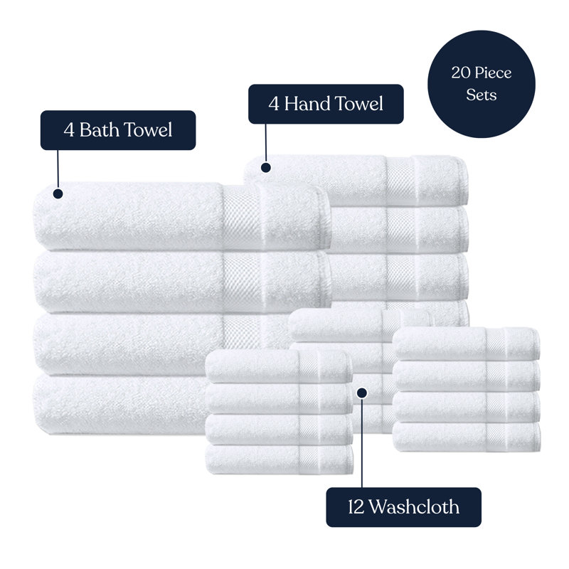 Ensemble de 20 serviettes en coton Delara, Blanc