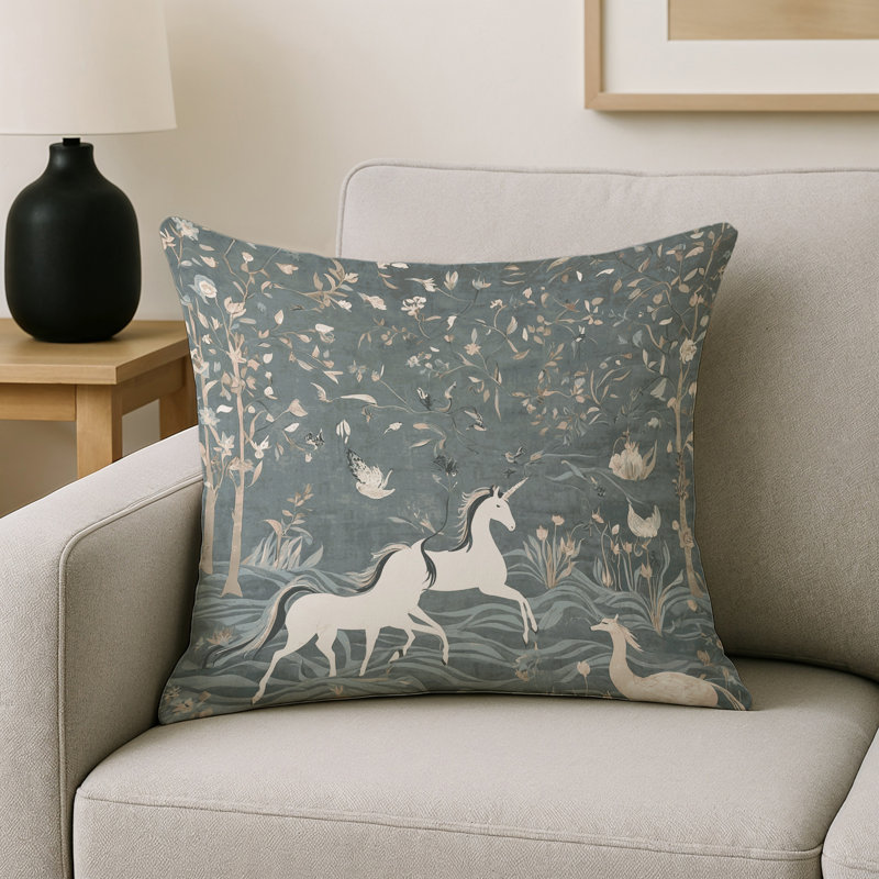 Coussin décoratif intérieur / extérieur bleu Modern Modern, Gris abstrait 6, Carré 18 po
