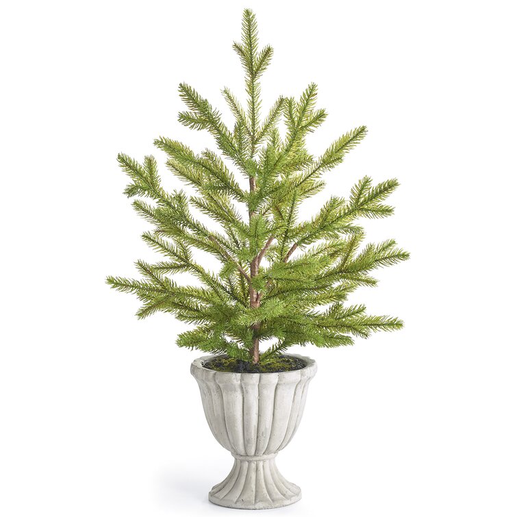 The Holiday Aisle® 28'' Faux Pine Tree in Clay Planter | Wayfair