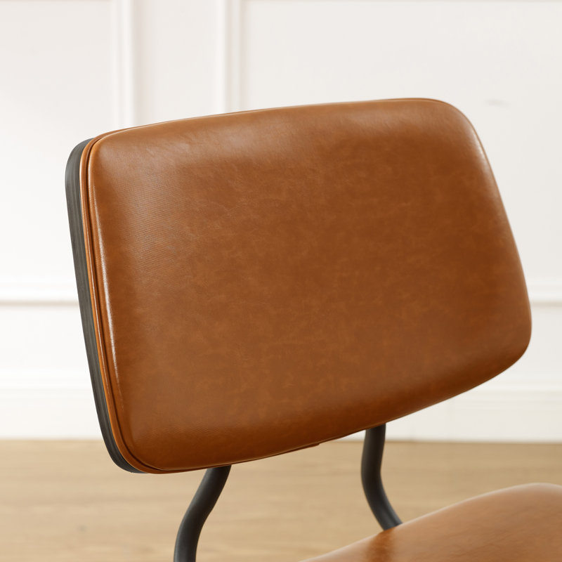 Brantson 18.11 Wide Faux Leather Dinning Side Chair with Metal Frame, Brown