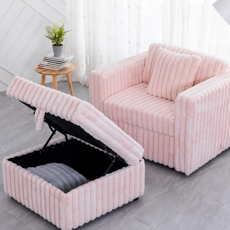 Pink 44.9" Modular - Comfortable Living Area Design. Solid Wood & High Sponge. Washable Cushions. Hydraulic Lift Storage. Modern For Home. 2 Seating Option. Materials. Contemporary