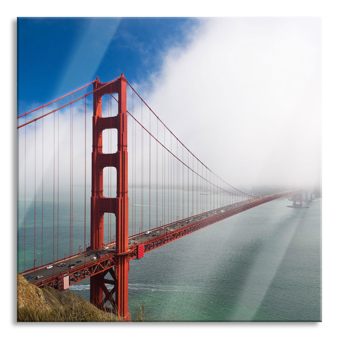 Glasbild Quadratisch | Wandbild Auf Echtglas | Golden Gate Bridge San Francisco || Inkl. Aufhängung Und Abstandshalter, ...