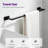 Black 5-Piece Wall Mounted Bathroom Hardware Set, Rustproof Stainless Steel Towel Rack, Bar, Hook & Toilet Paper Holder Accessories Kit-129170274