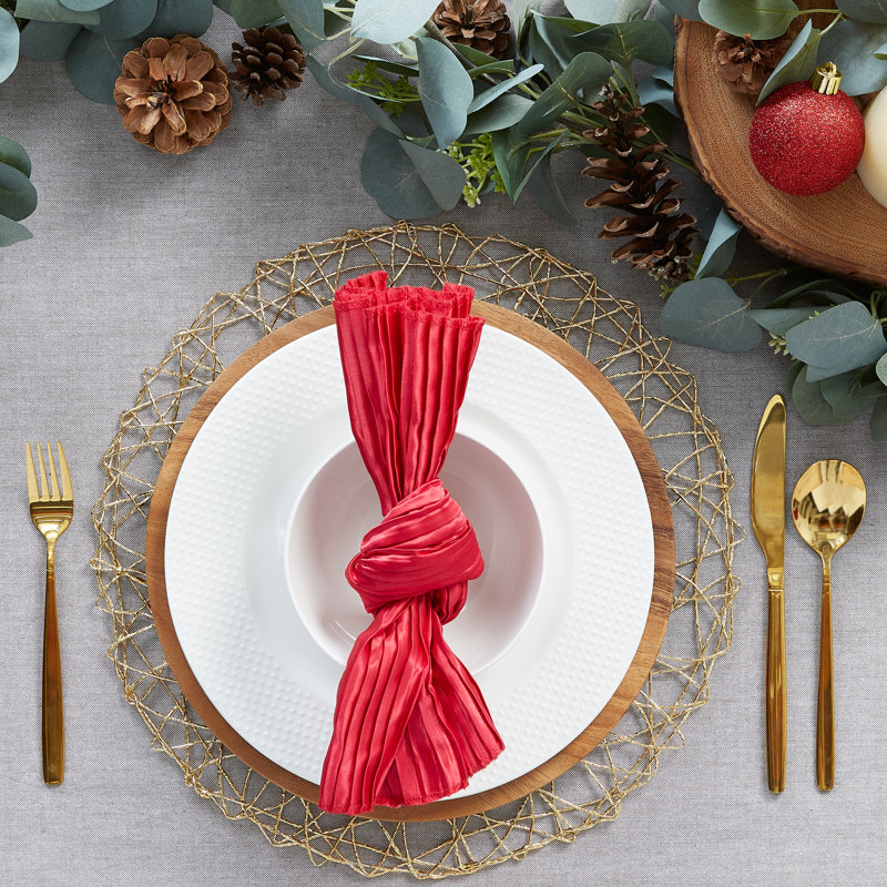 Serviette de coton 20" à tissage plat Kiersten, Rouge