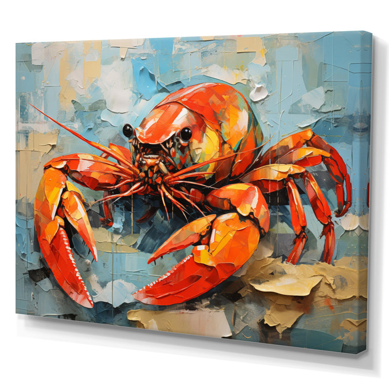 " Crayfish Creek Dweller Collage ", 16" H x 32" W x 1" D, Wrapped Canvas
