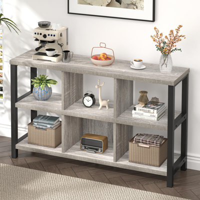 Organisateur de rangement à 6 cubes avec tablette Hulstein, gris clair, 47 pouces