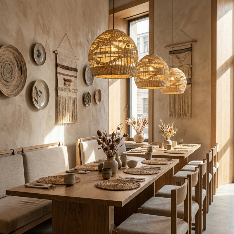 Luminaire suspendu en rotin 1 lumière Nala, Coastal Boho - tissé à la main