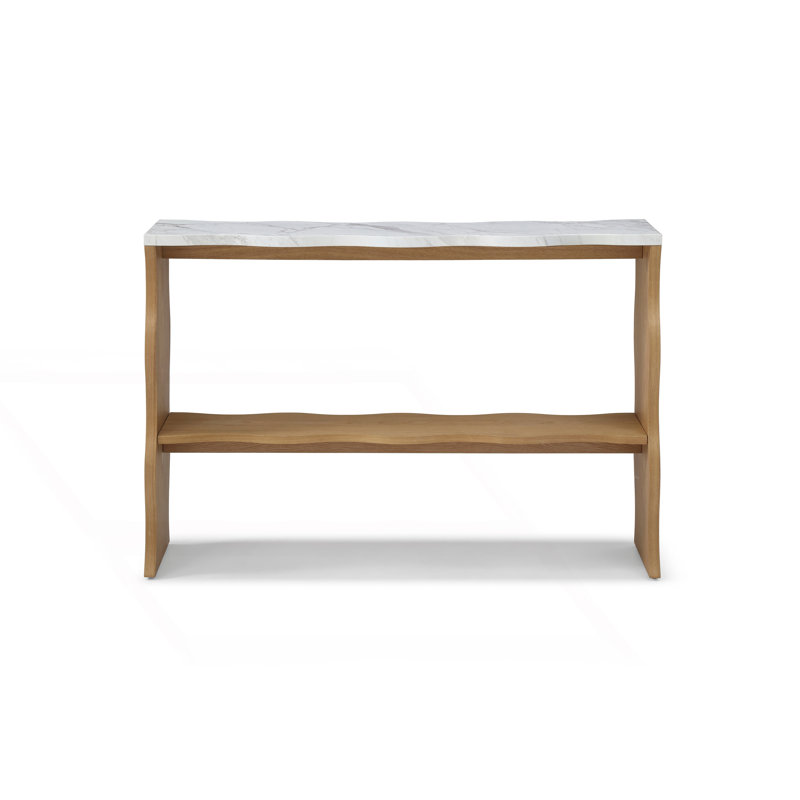 Waves Modern Console Table With Marble-Pattern Top
