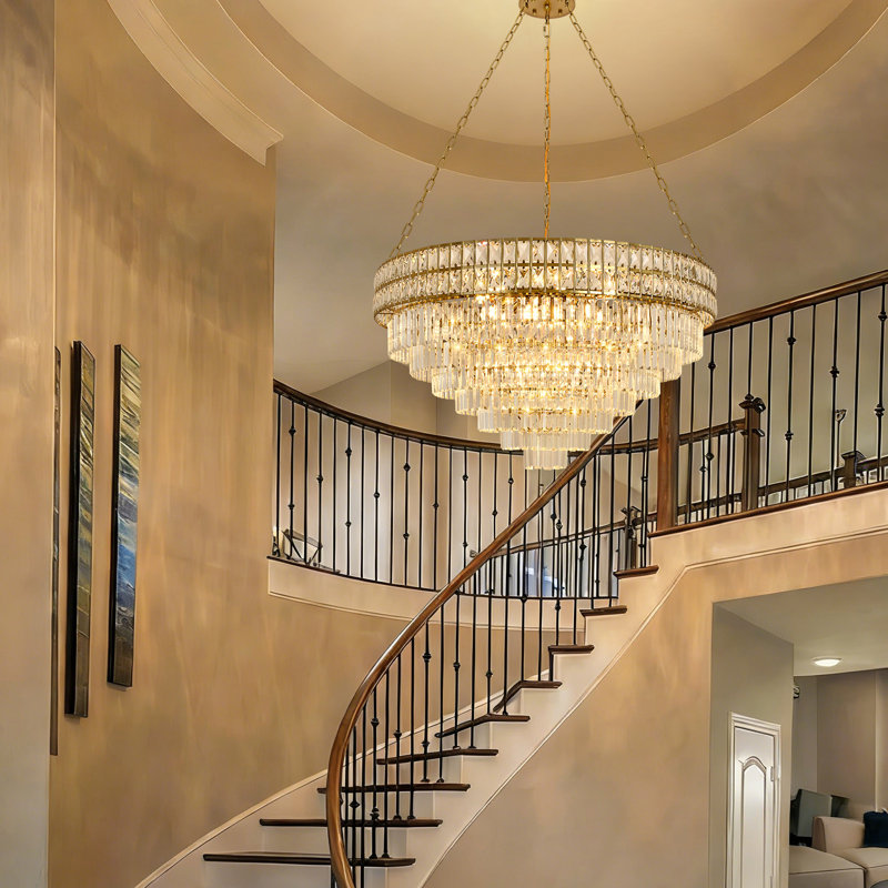 Imma Crystal Empire Chandelier with Crystal Accents, Gold, 42.5" H x 29.5" W x 29.5" D