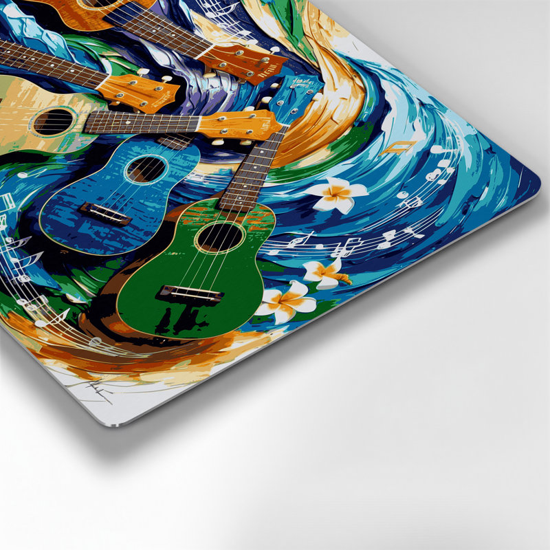 Music Ukulele Gray Metal Wall Art, 24" H x 36" W
