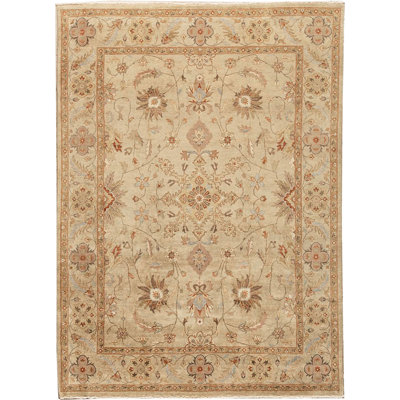 Tapis chameau et crème noué à la main de haute qualité