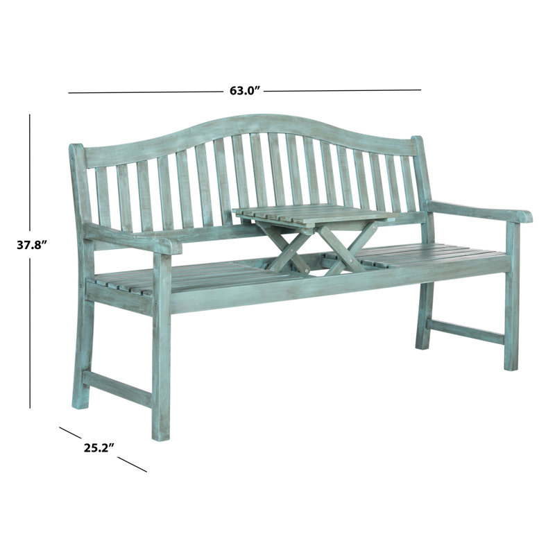 Banc de jardin en bois Volusia, Bleu maisonnette de plage