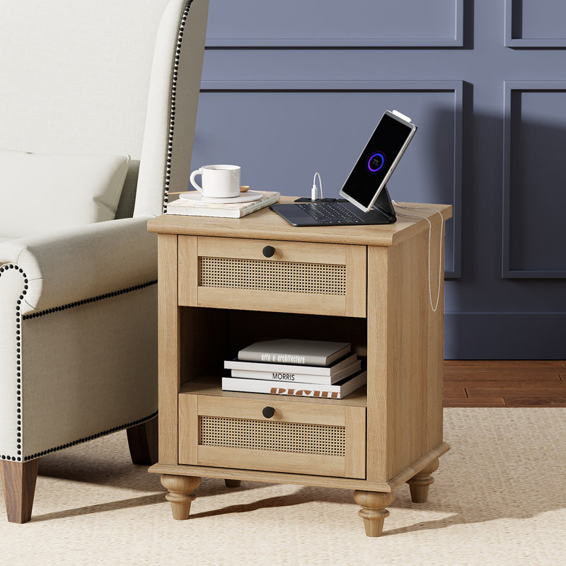 Scarlett 2 - Drawer End Table Set and Built-In Outlets