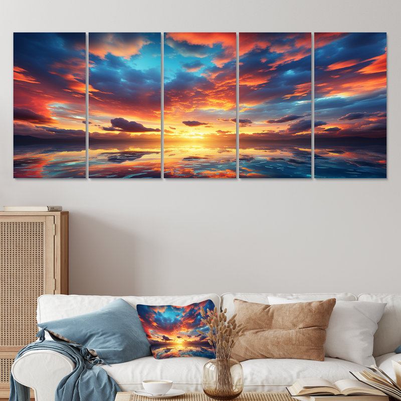 «Magical Sunset Sky I - Sky», ensemble de 5 décorations murales, H 28 po x l 60 po