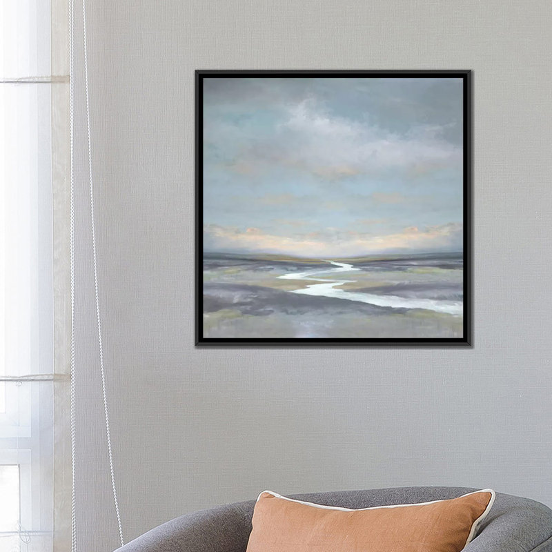 « riverbend i », impression sur toile, H 18 po x l 18 po x P 1,5 po, Toile avec cadre noir, Pas de tapis
