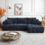 Canapé-lit modulaire en L de luxe en chenille, bleu foncé, canapé-lit 4 places, design minimaliste, sans assemblage-374350457