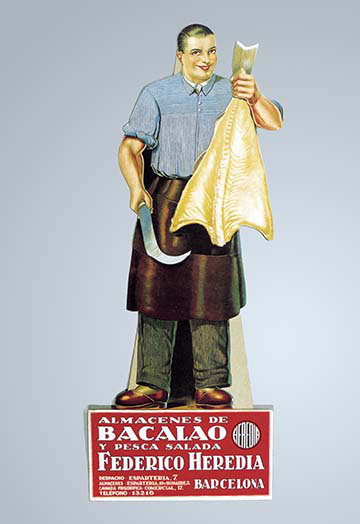 « almacenes de bacalao y pesc saladea », affiche rétro, H 30 x l 20