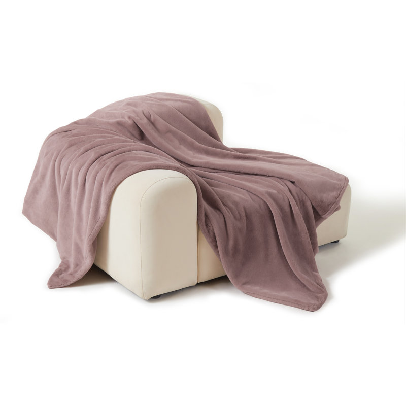 XXL Pink Twin Reversible Faux Fur Throw Blanket