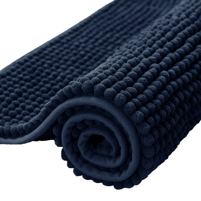 Super Soft  Absorbent Non-Slipping Bath Rug, Navy, 32" L x 20" W