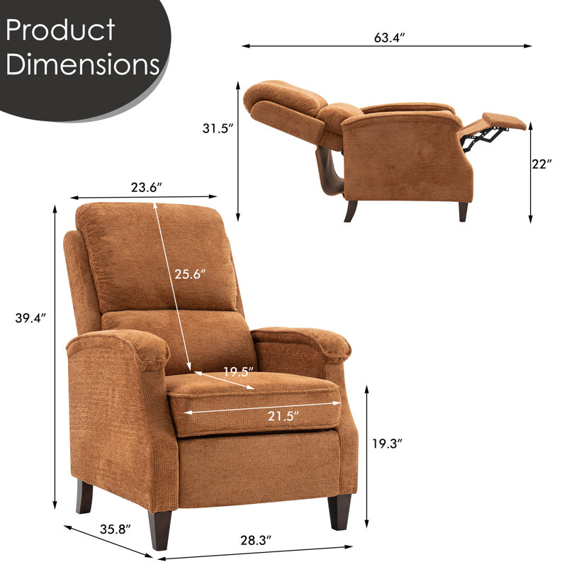 Fauteuil inclinable en tissu Arlan, Orange