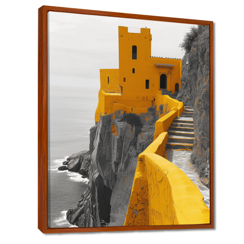 Décoration murale monochrome citadelle Fortress III - Forteresses, Toile avec cadre flottant brun, H 32 po x l 24 po x P 1 po