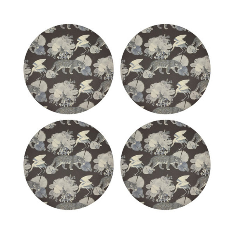 Leopard Walk Pebble 16" Vinyl Placemat, Chocolate