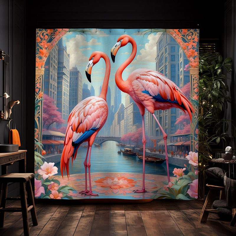 Rideau de douche Miro Flamingo