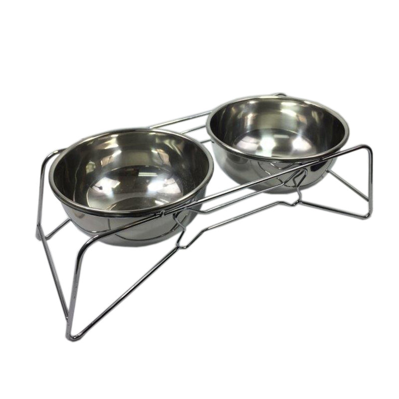 Distributeur de repas en acier inoxydable pour animaux Fixturedisplays® avec support pour nourriture 12216