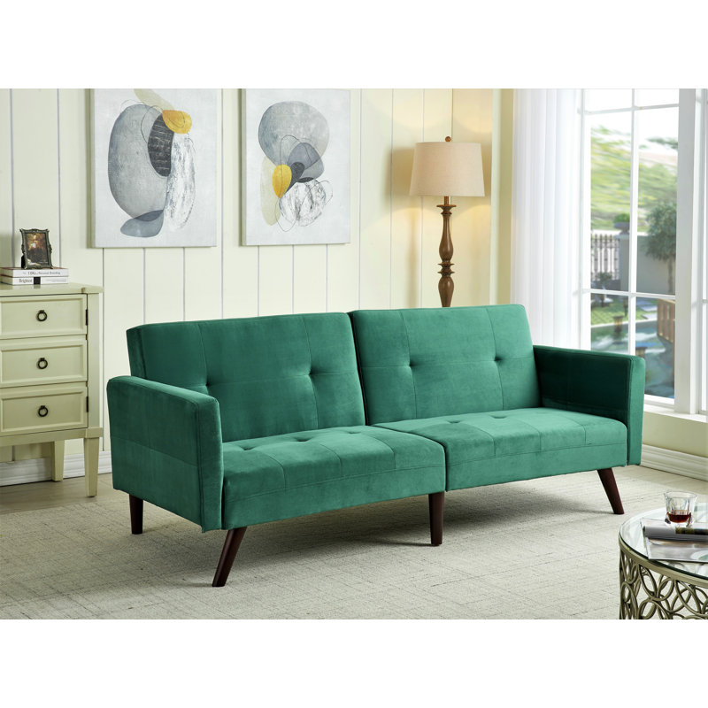 Osbaldo Reclining Sofa Bed, Green Velvet
