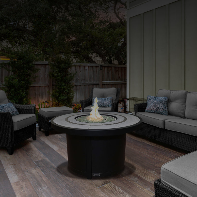 Sunbeam Cove Aluminum Ceramic Top Propane/Natural Gas Fire Table, Black