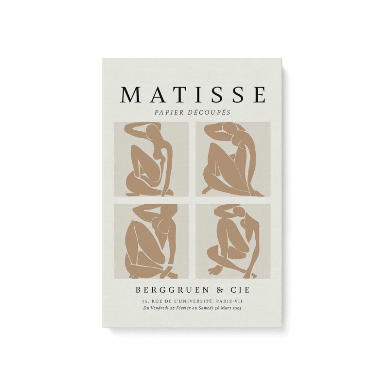 Nus Brun Matisse, affiche d'art, Toile tendue, H 36 po x l 24 po x P 1,25 po