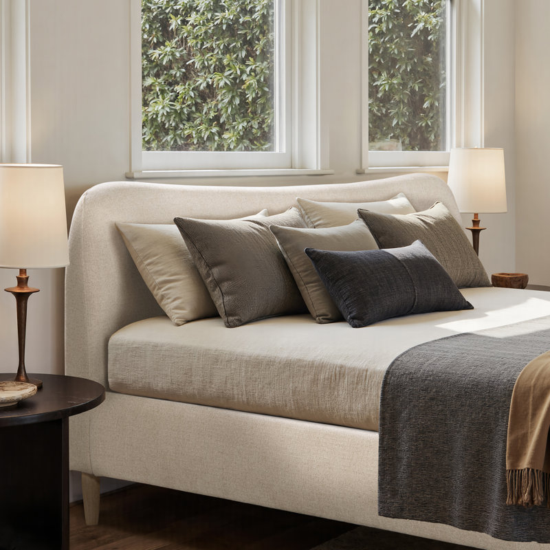 Lit tapissier Derte, Grand, Chenille beige