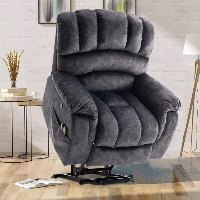 Upholstered Heated Massage Chair, Dark Gray