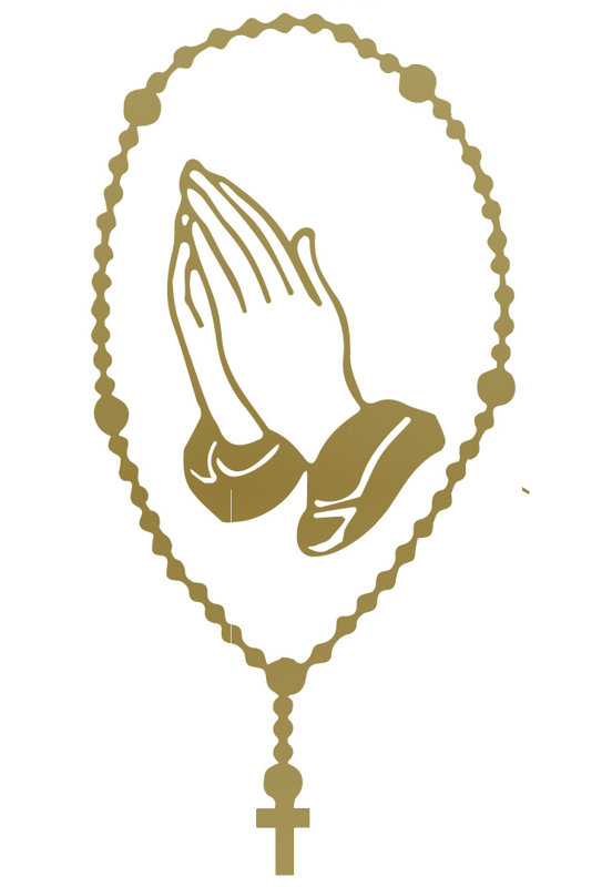 Décalcomanie murale rosary catholique, H 36 po x l 19 po x P 0,01 po, Or