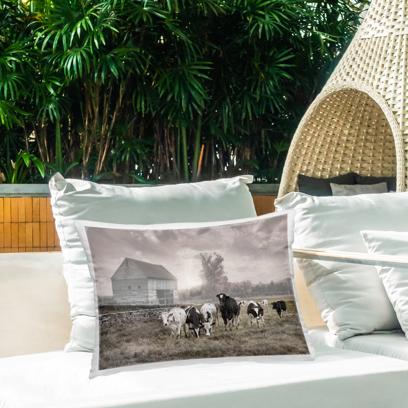 Cows On The Ranch Outdoor Printed Pillow design by Robin-Lee Viera