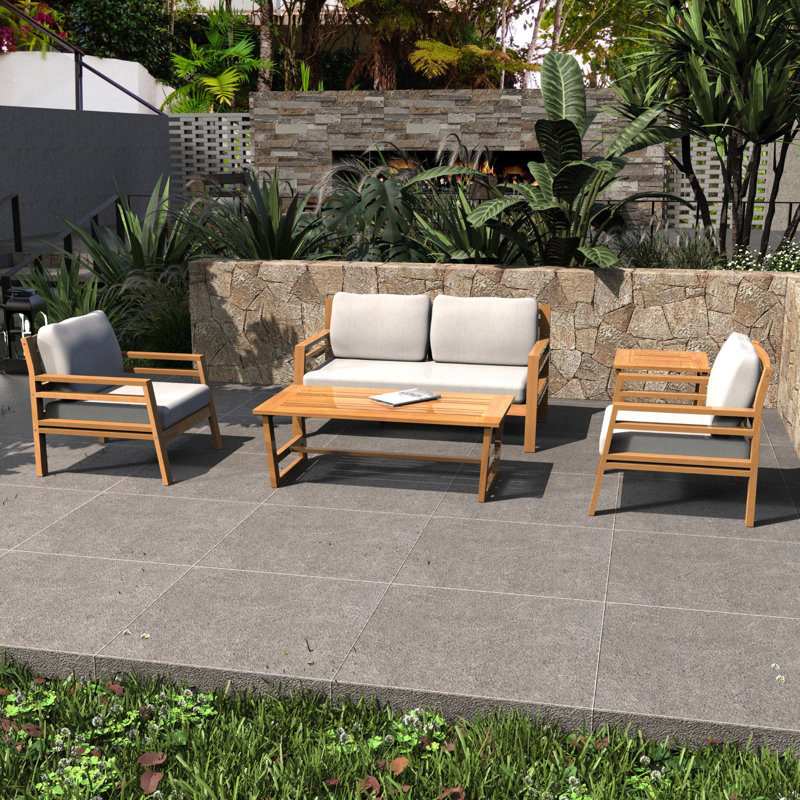 5-Piece Acacia Wood Modular Outdoor Sofa Set