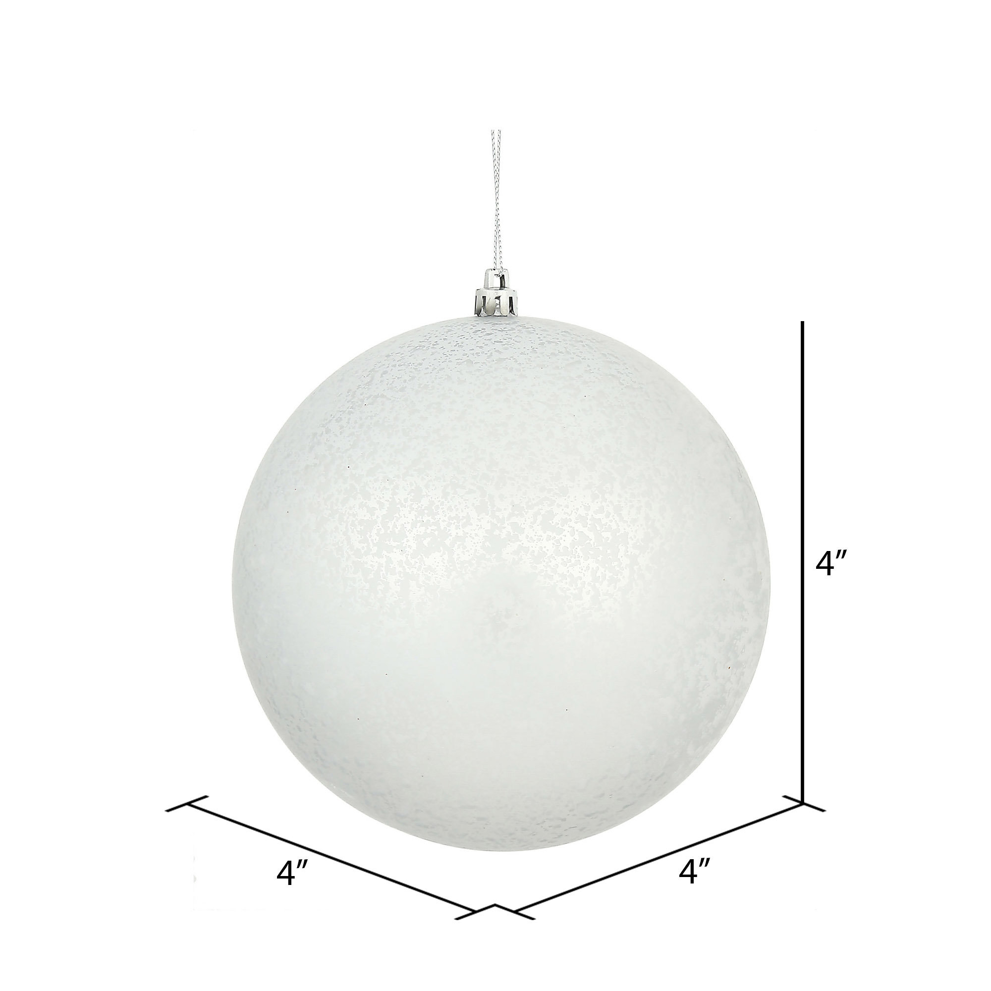 Holiday Décor Ball Ornament, Silver, 4" H x 4" W x 4" D
