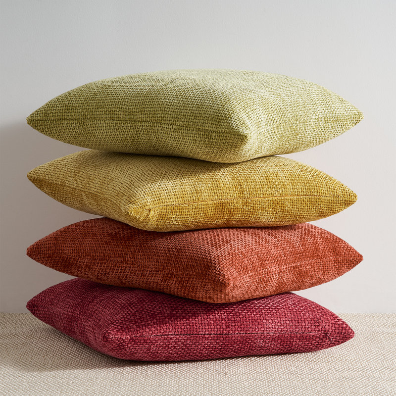  Throw Pillow Covers Soft Decorative Chenille Pillow Covers Cushion Covers, Yellow/Orange, Square 18"