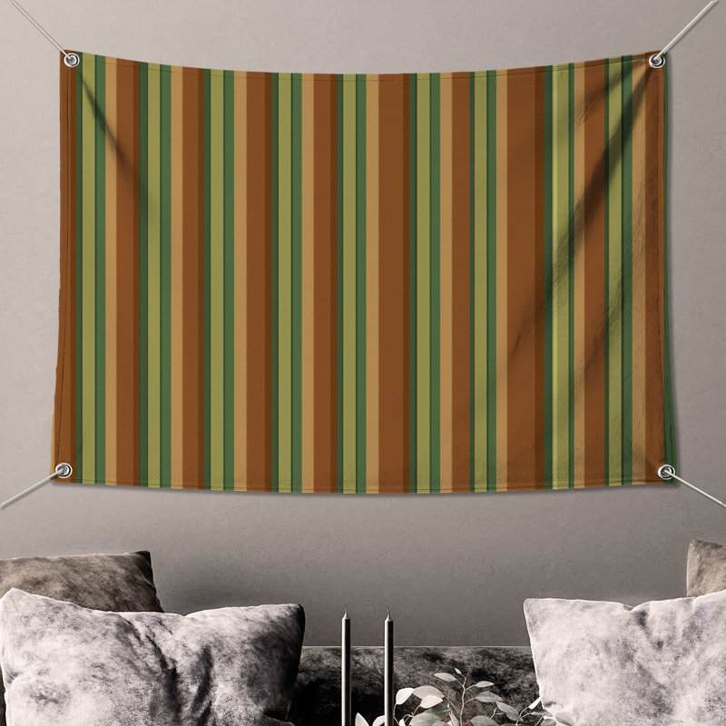 Vertical Stripes Pattern Wall Tapestry - Striped Wall Decor, 104in H x88 with 4 Grommets