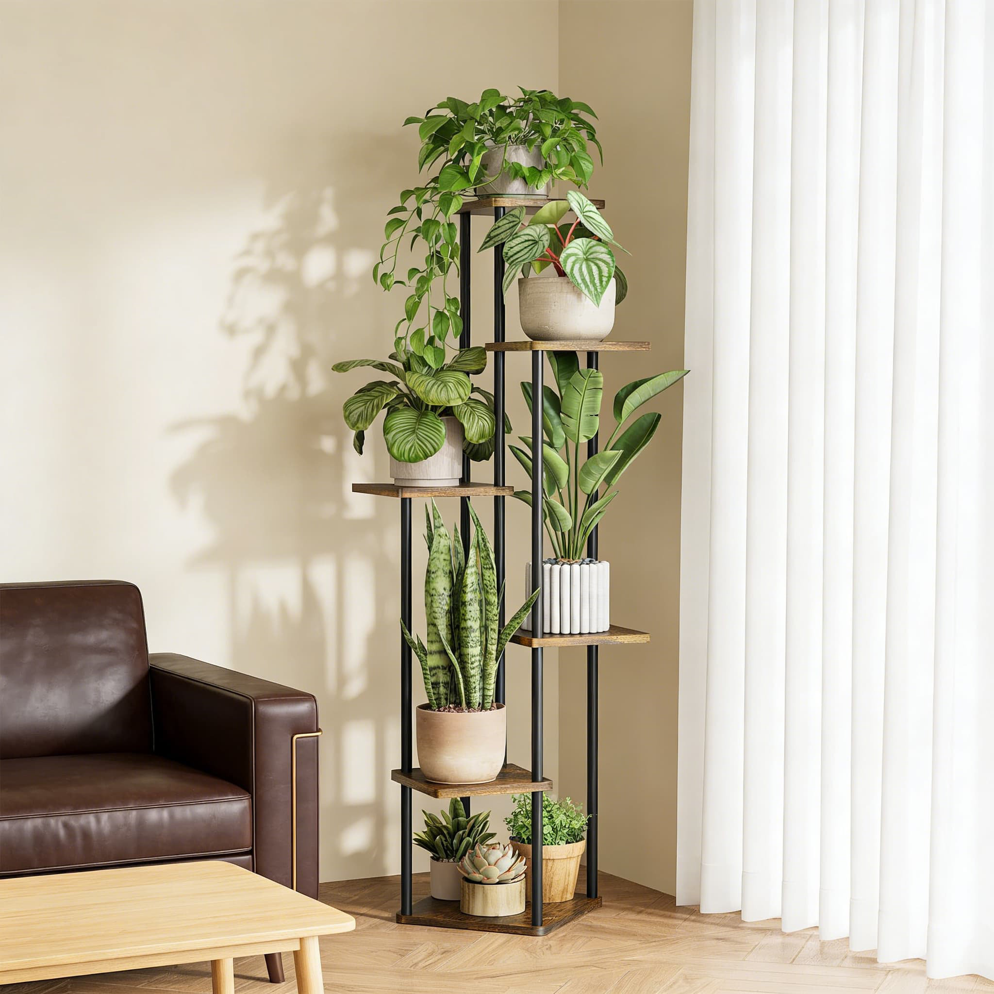 Arlmont & Co. Corner Plant Stand Indoor, Multi-Tiered Shelf For ...